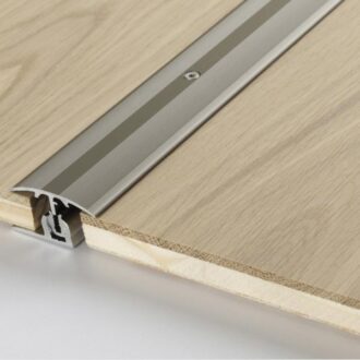 Transition profile in aluminium for engineered wood flooring Stainless steel, floor coverings 8–18 mm, solid steel, 1739875