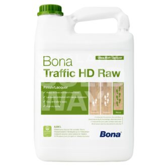 Lak Bona TRAFFIC HD Raw 4,95 L 2-zložkový vrchný PU na vodnej báze (4,54 L lak + 0,41 L tužidlo)