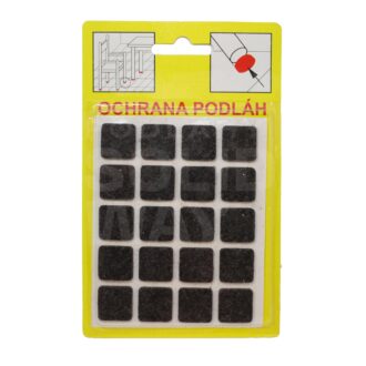 Podložky Filcové samolepiace Hnedé, Typ 101 - 16x16 mm, hr. 3 mm, 20 ks/bal
