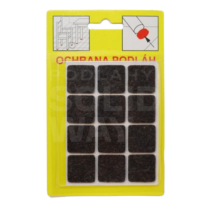 Podložky Filcové samolepiace Hnedé, Typ 103 - 21x21 mm, hr. 3 mm, 12 ks/bal