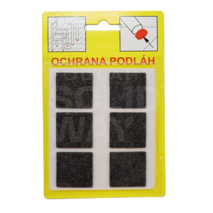 Podložky Filcové samolepiace Hnedé, Typ 105 - 28x28 mm, hr. 3 mm, 6 ks/bal
