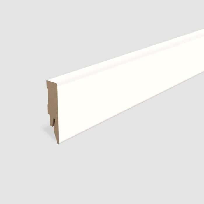 Lišta soklová Egger 58 hranatá "Cubical" L201 MDF fólia Biela pretierateľná 58x14x2400 mm