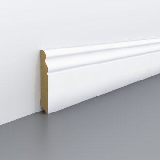 Lišta soklová Egger 100 profilovaná "Hamburg" L201 MDF fólia Biela pretierateľná 100x18x2400 mm