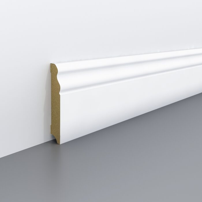 Lišta soklová Egger 100 profilovaná "Hamburg" L201 MDF fólia Biela pretierateľná 100x18x2400 mm