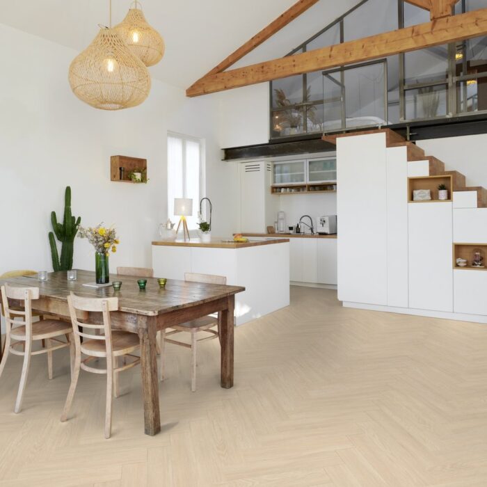 Gerflor Virtuo 55 HB Rigid Acoustic Blomma Beige 1460 6/0,55 mm 33/42 4V Herringbone - rybia kosť - Image 5