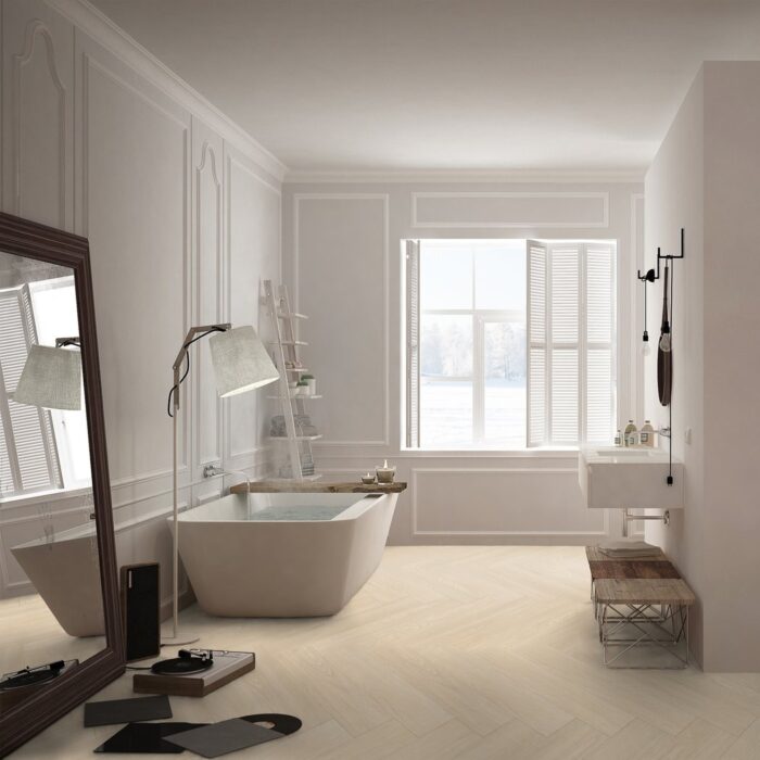 Gerflor Virtuo 55 HB Rigid Acoustic Blomma Beige 1460 6/0,55 mm 33/42 4V Herringbone - rybia kosť - Image 6