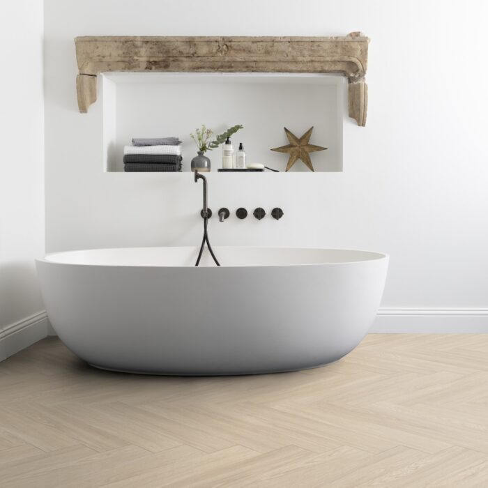 Gerflor Virtuo 55 HB Rigid Acoustic Blomma Light 1464 6/0,55 mm 33/42 4V Herringbone - rybia kosť - Image 5