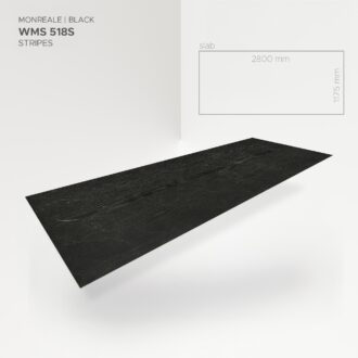 Obkladový panel Modee - Slab Stone essence Monreale Black WMS 518S 2800x1175x4 mm Stripes