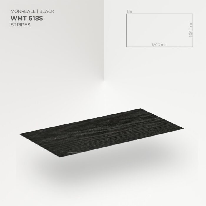 Obkladový panel Modee - Tile Stone essence Monreale Black WMT 518S 600x1200x4 mm Stripes