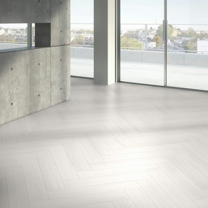 Vinyl Parador Trendtime 3 Herringbone Dub Oxford White matt finish texture wide plank minibevel, 1748861 - Image 8