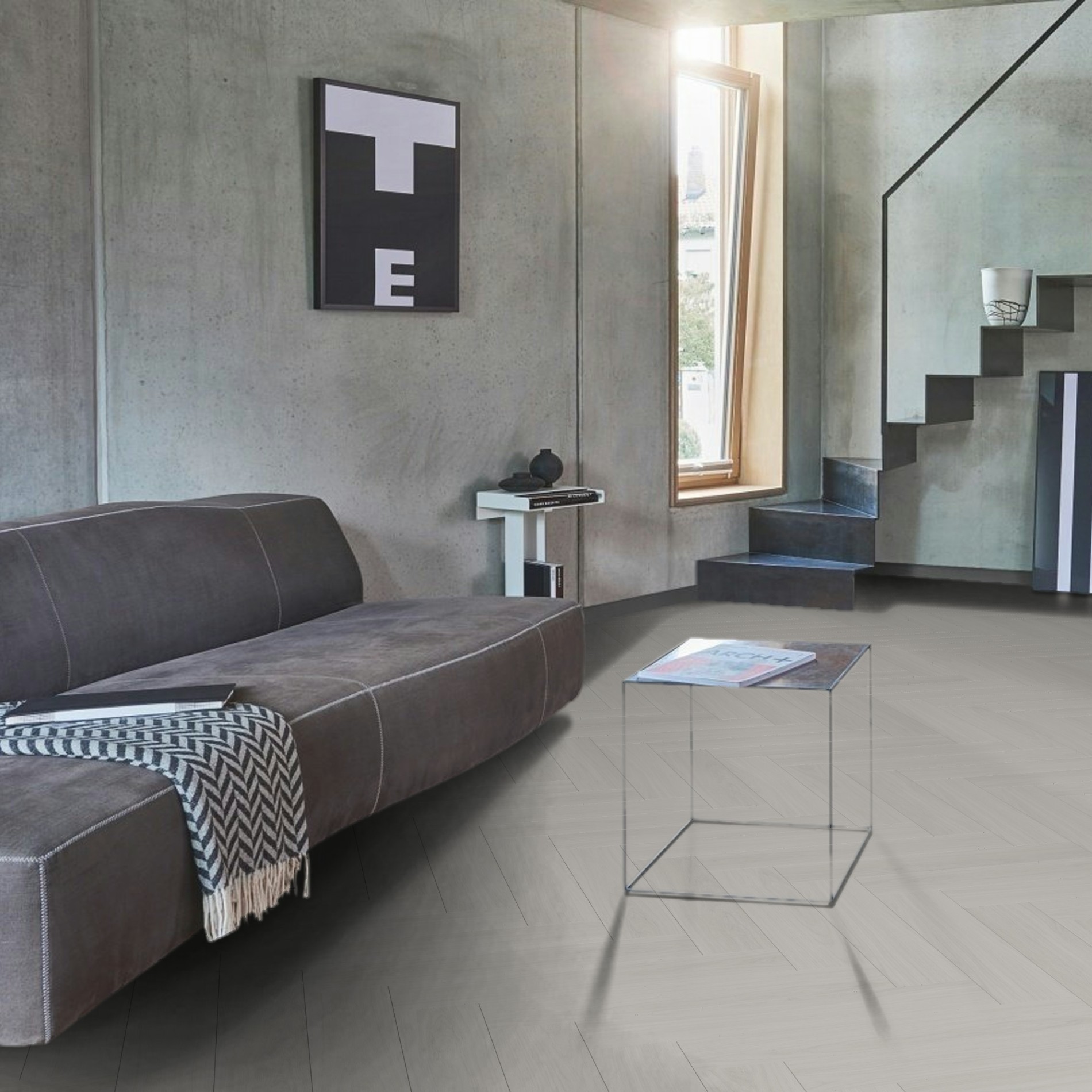 Vinyl Parador Trendtime 3 Herringbone Dub Oxford biely matná štruktúra široká lamela M4V, 1748861 - Image 9