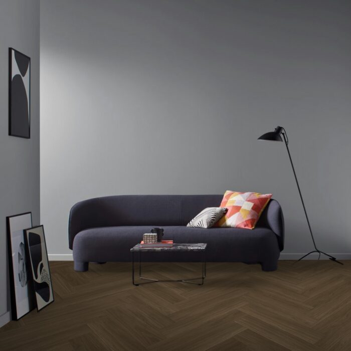 Vinyl Parador Trendtime 3 Herringbone Dub Oxford Dark brown matt finish texture wide plank minibevel, 1748862 - Image 5