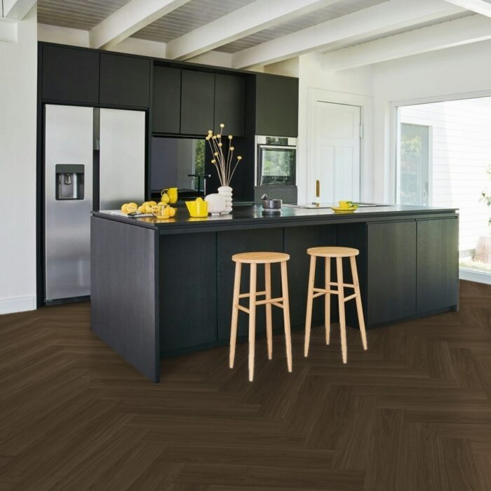 Vinyl Parador Trendtime 3 Herringbone Dub Oxford Dark brown matt finish texture wide plank minibevel, 1748862 - Image 6