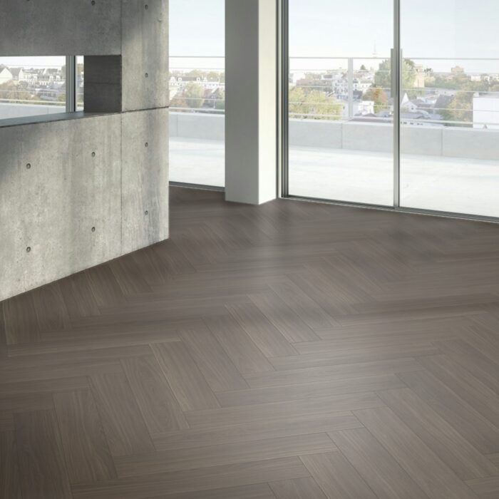 Vinyl Parador Trendtime 3 Herringbone Dub Oxford Dark brown matt finish texture wide plank minibevel, 1748862 - Image 8