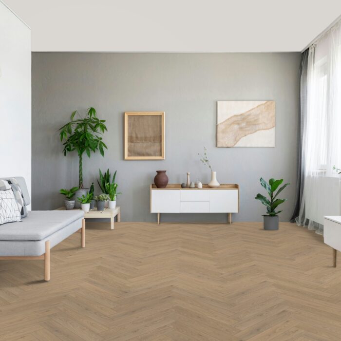 Engineered Wood Flooring Trendtime 3 Living Plus Herringbone, Dub Bardolino biely matný lak M4V , 1748883 - Image 8