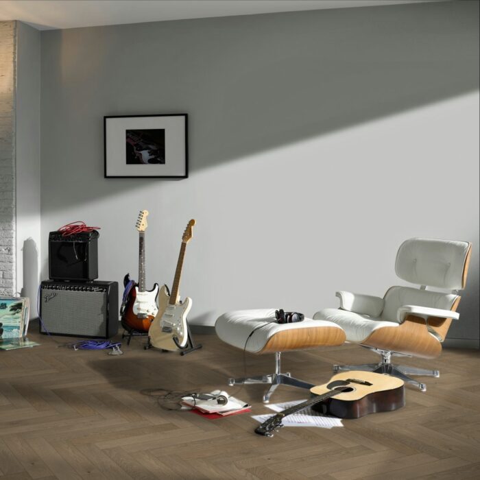 Engineered Wood Flooring Trendtime 3 Living Plus Herringbone, Dub Chalet sivý extra matný lak M4V , 1748885 - Image 5