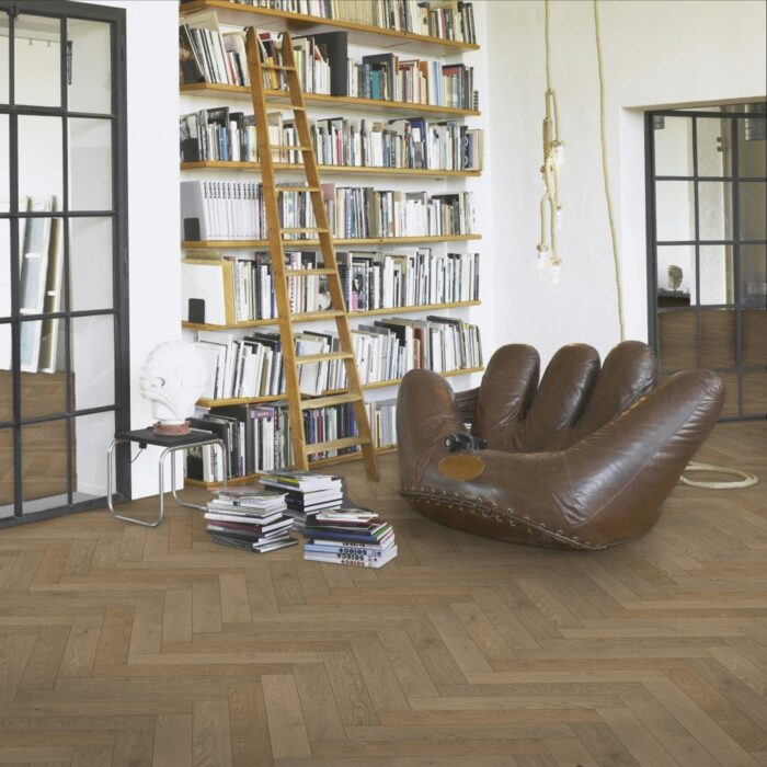 Engineered Wood Flooring Trendtime 3 Living Plus Herringbone, Dub Chalet sivý extra matný lak M4V , 1748885 - Image 6