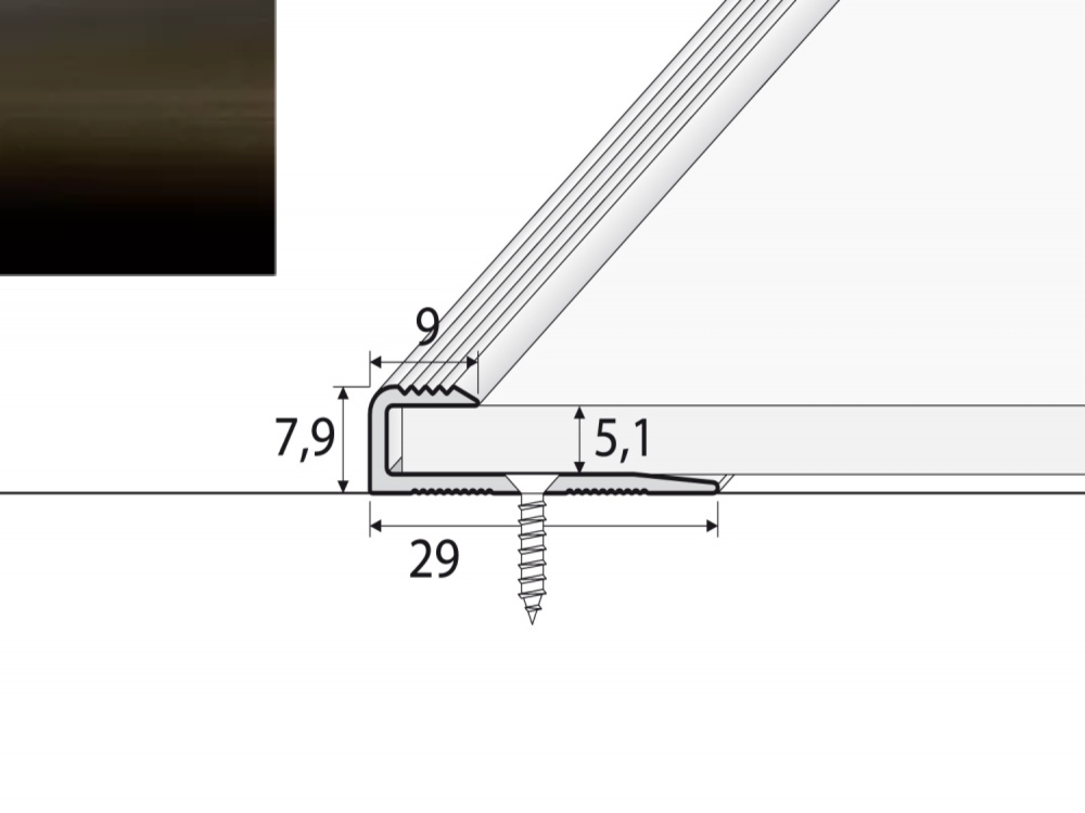 Ukončovací profil c63 bronz 2,7m (5mm) Ukončovací profil c63 bronz 2