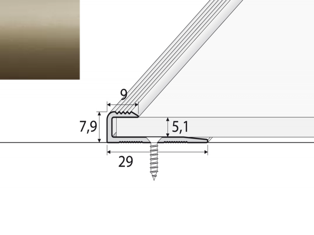 Ukončovací profil c63 šampaň 2,7m (5mm) Ukončovací profil c63 šampaň 2