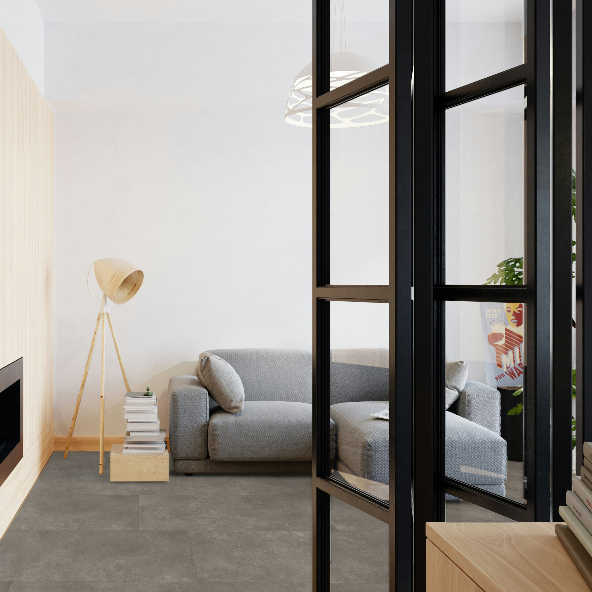 Vinyl Parador Trendtime 5 Kameň Trafalgar tmavo sivý minerálna štruktúra nadrozmerná dlažba 4V, 1750857 2x2