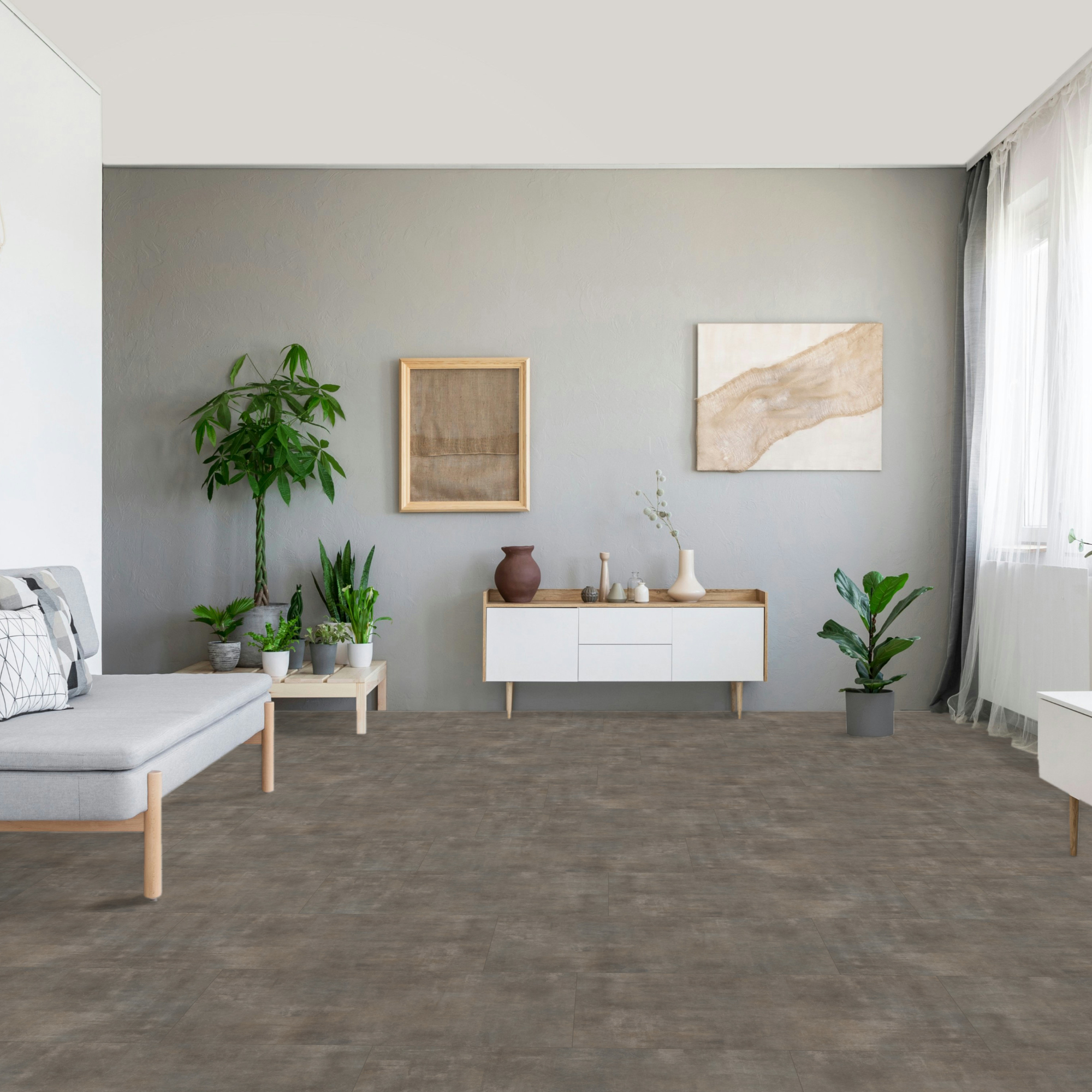 Vinyl Parador Trendtime 5 Minerál sivý minerálna štruktúra nadrozmerná dlažba 4V, 1750855 2x2