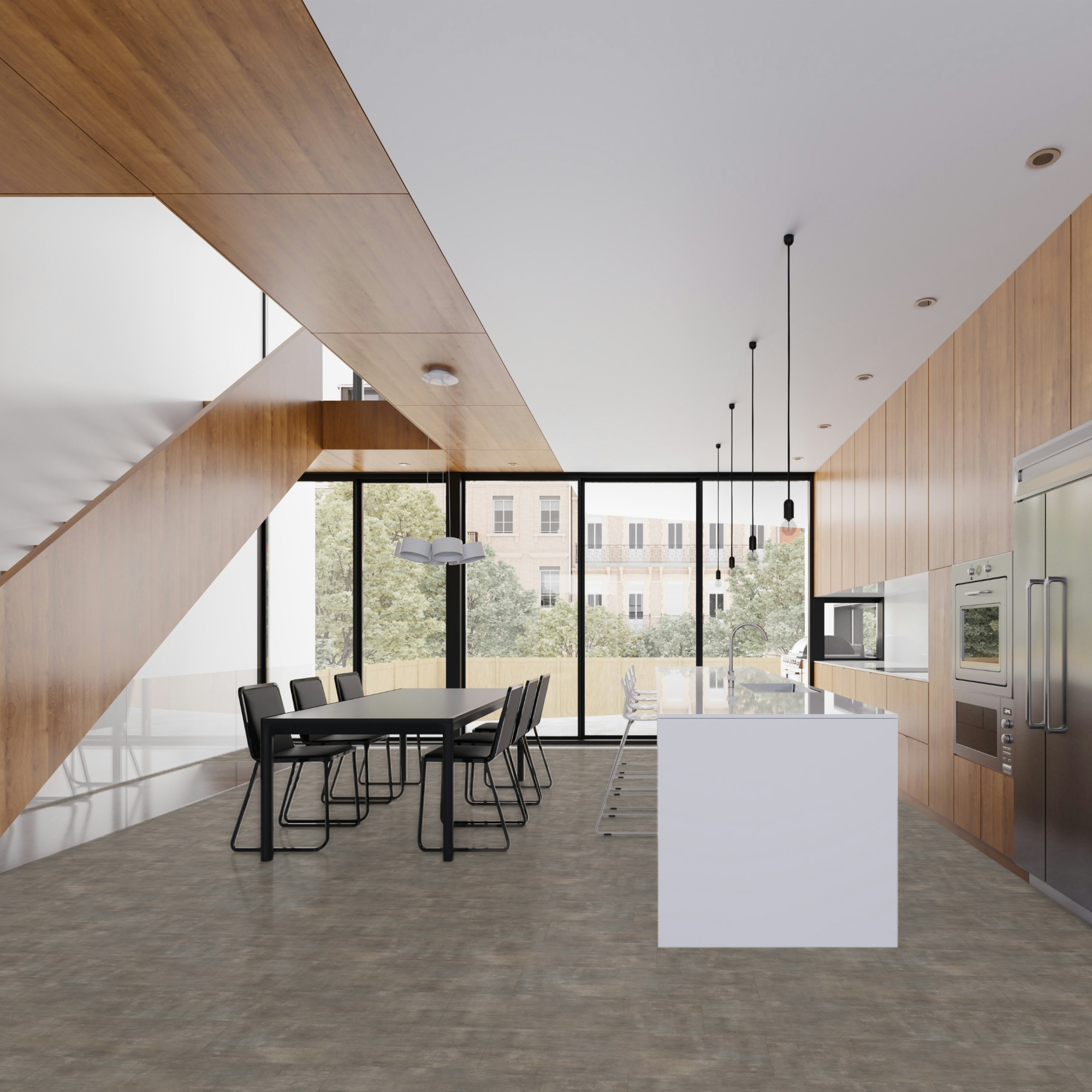 Vinyl Parador Trendtime 5 Minerál sivý minerálna štruktúra nadrozmerná dlažba 4V, 1750855 5mm