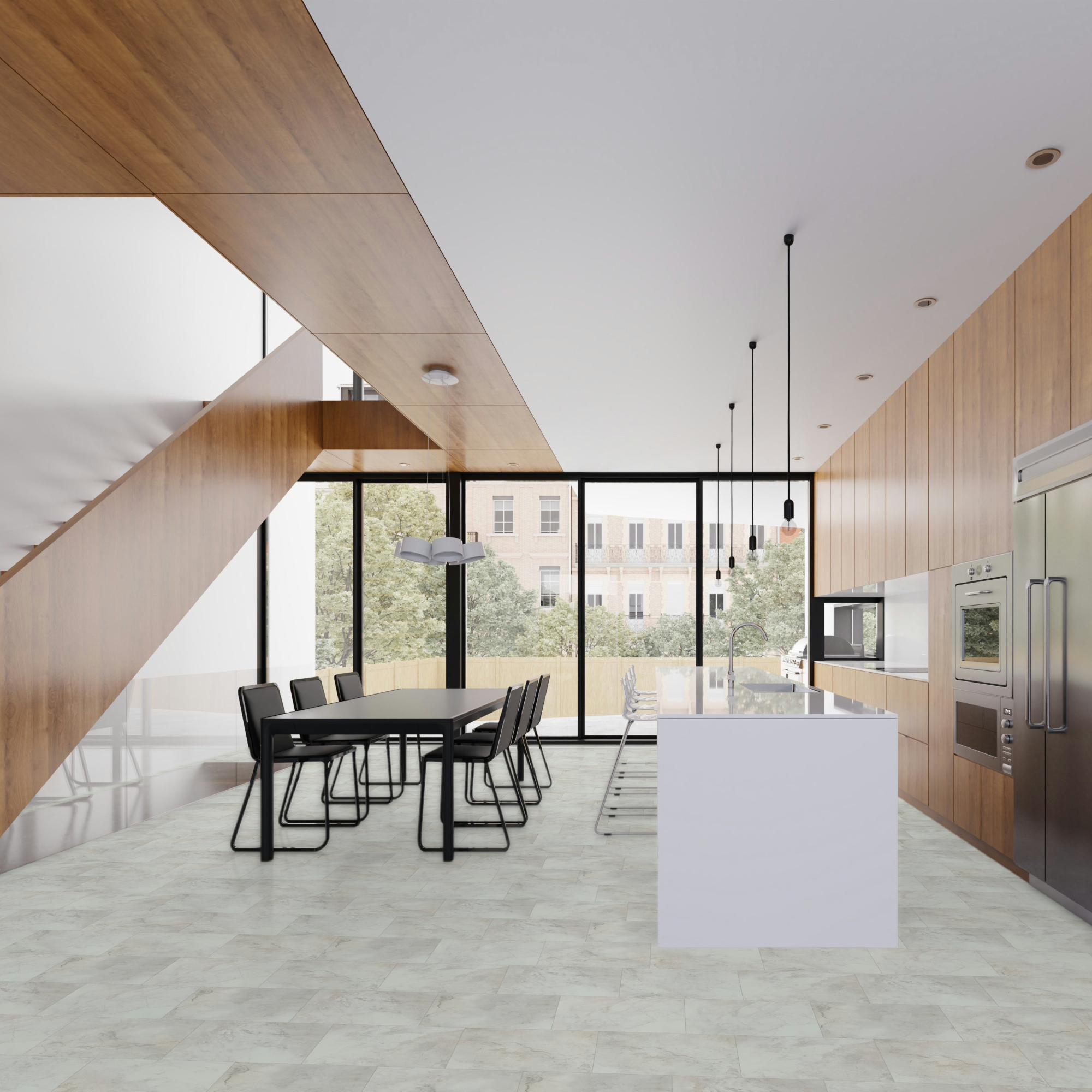 Vinyl Parador Trendtime 5 Mramor Abbey biely minerálna štruktúra dlažba 4V, 1750862 4x457