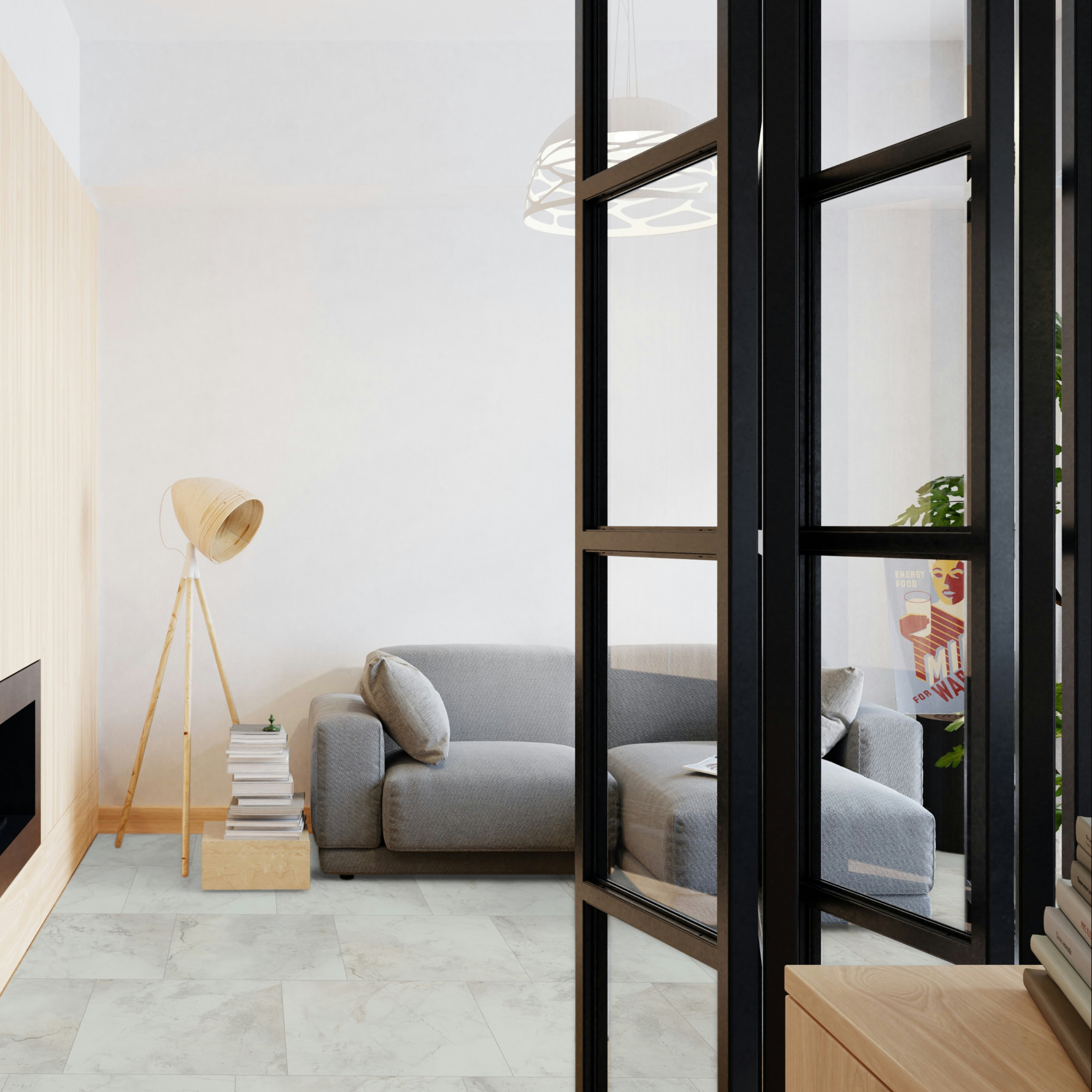 Vinyl Parador Trendtime 5 Mramor Abbey biely minerálna štruktúra dlažba 4V, 1750862 2x2